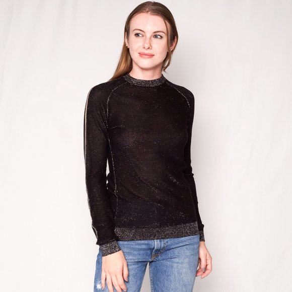 KARSSEN Black Knit Shimmer Long-Sleeve Top - Picture 6 of 6